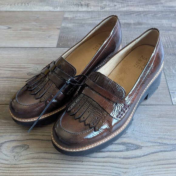 NEW Naturalizer Darcy Lightweight Lug Sole Patent Leather Loafers Cinnamon Brn 8 - Picture 5 of 12